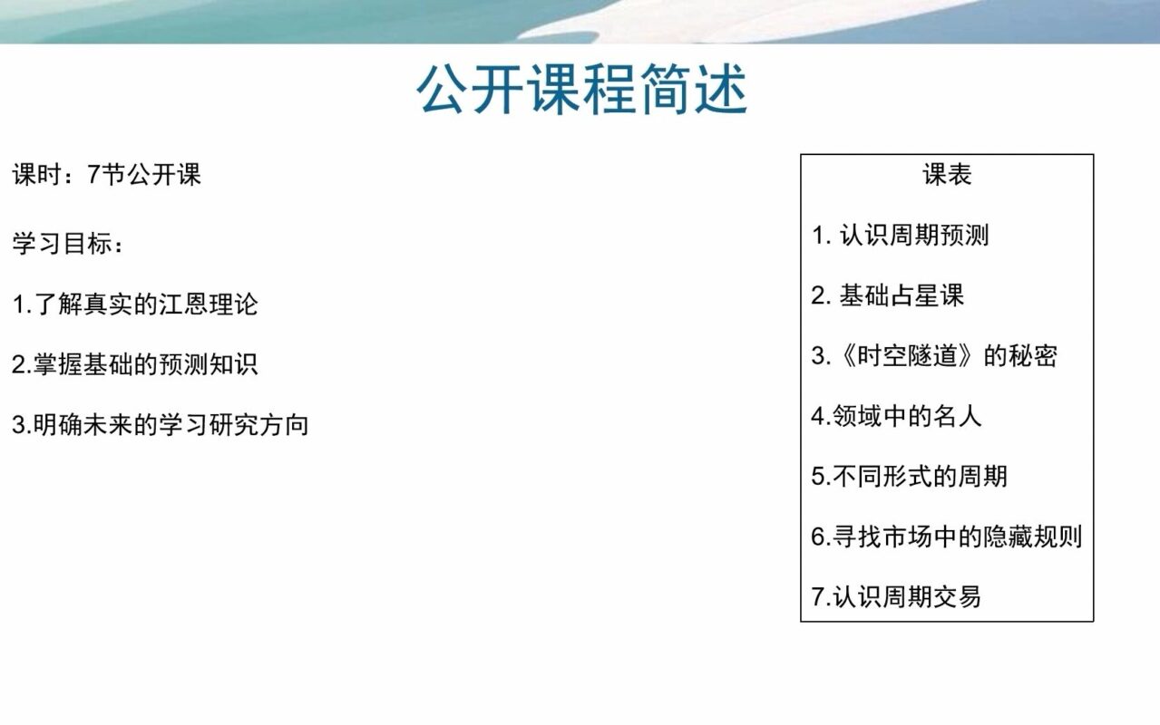 江恩公开课 1.认识周期预测